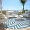 Homeroots 8' Teal Blue And Ivory Round Chevron Washable Indoor Outdoor Area Rug 595357 - alternate 4