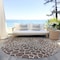 Homeroots 8' Brown And Beige Round Geometric Washable Indoor Outdoor Area Rug 595063 - alternate 2