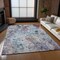 Homeroots 9' X 12' Navy Blue And Sky Blue Floral Washable Indoor Outdoor Area Rug 583104 - alternate 2