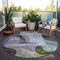 Homeroots 8' Olive Green Purple And Charcoal Round Abstract Washable Indoor Outdoor Area Rug 604446 - alternate 2