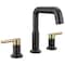 Delta Nicoli 2-Handle Widespread Pull-Down Bathroom Faucet, 7.13 in, Matte Black/Champagne Bronze 35849LF-GZPD - alternate 1