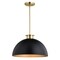 Vaxcel Devon 1L LED Compatible Matte Black and Gold Satin Brass Mid-Century Modern Pendant Light P0412 - alternate 1