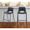 Homeroots Set of Two 30" Black Faux Leather And Steel Low Back Bar Height Bar Chairs 555667 - alternate 3