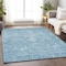 Homeroots 9' X 12' Sky Blue And Ivory Damask Washable Indoor Outdoor Area Rug 603363 - alternate 3