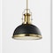 Jonathan Y Homer 13" 1-Light Modern Industrial Metal LED Dome Pendant, Black/Brass Gold JYL9536A - alternate 2