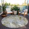 Homeroots 8' Taupe Ivory And Tan Round Floral Washable Indoor Outdoor Area Rug 583150 - alternate 4