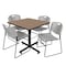 Regency Square Kobe Breakroom Table W/ 4 Zeng Stack Chairs, 42 in W, 42 in L, Noble Oak TKB4242NO44GY - alternate 1