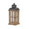 Homeroots Set of Two Brown and Black Frosted Glass Wood and Metal Floor Lantern Candle Holders, 2PK 517615 - alternate 4