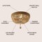 Jonathan Y Justina Wood Bead 14" 2-Light Farmhouse Bohemian Iron LED Flush Mount, Light Taupe/Chrome JYL1307A - alternate 4