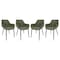 Leisuremod Markley Modern Leather Dining Arm Chair with Metal Legs, Olive Green, 4PK EC26G4 - alternate 1