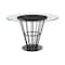 Homeroots 48" Clear And Black Glass And Iron Pedestal Base Round Top Dining Table 569436 - alternate 4