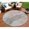 Homeroots 8' Salmon And Gray Round Abstract Washable Indoor Outdoor Area Rug 631853 - alternate 1