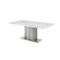 Homeroots 72" Gray White and Silver Marble and Stainless Steel Pedestal Base Dining Table 555185 - alternate 1