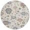 Homeroots 8' Ivory Brown And Blue Round Floral Washable Indoor Outdoor Area Rug 606160 - alternate 4