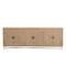 Homeroots 95in Natural And Antiqued Gold Solid Wood Carved Geometric Sideboard with Six Doors 521383 - alternate 1