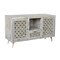 Homeroots 55in Gray Solid Wood Cabinet Enclosed Storage Worn TV Stand 488848 - alternate 3
