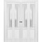 Sartodoors Sliding Closet Double Bi-fold Doors, Lucia 22 White Silk with Frosted Glass, Sturdy Tracks Molding LUCIA1422DBF-BEM-96 x 96 (4* 24x96) - alternate 1