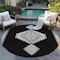 Homeroots 8' Black Gold And Gray Round Oriental Washable Indoor Outdoor Area Rug 598384 - alternate 2