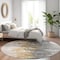 Homeroots 8' Ivory Charcoal And Silver Round Abstract Washable Indoor Outdoor Area Rug 582394 - alternate 3