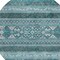 Homeroots 8' Teal Blue Ivory And Gray Round Southwestern Washable Indoor Outdoor Area Rug 582862 - alternate 2