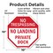 Signmission No Trespassing No Landing Private D, 10 Inch X 10 Inch, Aluminum Metal Signs OC-A-10-95 - alternate 4