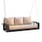 Homeroots 69" Brown Woven Rattan Outdoor Swing Chair with Beige Cushions 625694 - alternate 4