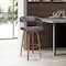 Homeroots 26" Gray And Wood Brown Faux Leather Swivel Counter Height Bar Chair 534466 - alternate 2