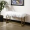 Homeroots 18in White and Gold Faux Fur And Metal Bench 347540 - alternate 2
