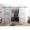 Vdomdoors Sturdy Dbl Barn Door 64 x 80in, Light Grey Oak W/ Frosted Glass, 13FT Rail Hangers Heavy Set SETE6933DB-OAK-64 - alternate 1