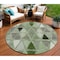 Homeroots 8' Green And Fern Green Round Geometric Washable Indoor Outdoor Area Rug 583012 - alternate 1