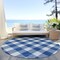 Homeroots 8' Navy Blue And Gray Round Plaid Washable Indoor Outdoor Area Rug 595411 - alternate 3
