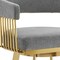 Homeroots 26" Gray and Gold Fabric and Stainless Steel Low Back Counter Height Swivel Bar Chair 569148 - alternate 4