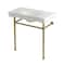 Kingston Brass 36" Ceramic Console Sink with Stainless Steel Legs, 8-Inch, 3-Hole, White/Brushed Brass KVPB36198W387 - alternate 1