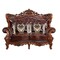 Homeroots 69in Brown And Walnut Top Grain Leather Curved Loveseat and Toss Pillows 515718 - alternate 1