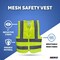 Neiko Mesh Safety Vest, High Visibility Vest, Reflective Strips, Zipper Front, Reflective Vest Small 54076A - alternate 3