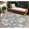 Homeroots 8' Gray And Ivory Round Floral Washable Indoor Outdoor Area Rug 599888 - alternate 1