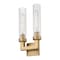 Z-Lite Beau 2 Light Wall Sconce, Rubbed Brass/Clear Ribbed, 8 In W 740-2S-RB - alternate 2