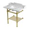 Kingston Brass 36-Inch Carrara Marble Console Sink with Brass Legs and Shelf, 8-Inch, 3-Hole LMS36MBSQB7 - alternate 1