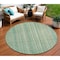 Homeroots 8' Aqua Beige And Teal Blue Round Striped Washable Indoor Outdoor Area Rug 616402 - alternate 1