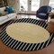 Homeroots 8' Black And Beige Round Striped Washable Indoor Outdoor Area Rug 597147 - alternate 4