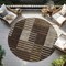 Homeroots 8' Chocolate Ivory And Gold Round Striped Washable Indoor Outdoor Area Rug 613159 - alternate 3