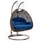 Leisuremod Mendoza Dark Brown Wicker Hanging 2 person Egg Swing Chair with Blue Cushions MSCDBR-53BU - alternate 1