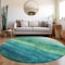 Homeroots 8' Teal Blue And Green Round Abstract Washable Indoor Outdoor Area Rug 618162 - alternate 3