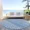 Homeroots 8' Sky Blue And Denim Blue Round Quatrefoil Washable Indoor Outdoor Area Rug 583242 - alternate 3