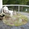 Homeroots 8' Lime Green Ivory And Pink Round Abstract Washable Indoor Outdoor Area Rug 596874 - alternate 4