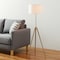Homeroots Gold Metal Adjustable Tripod Floor Lamp With White Linen Drum Shade 569567 - alternate 1