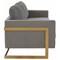 Leisuremod Lincoln Upholstered Velvet Sofa with Gold Frame, Light Grey LA83LGR - alternate 2