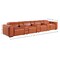Homeroots 170" Camel Top Grain Leather Reclining Metal USB Sofa 720421 - alternate 5