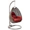 Leisuremod Beige Wicker Hanging Egg Swing Chair with Cherry Cushions ESCBG-40CHR - alternate 1