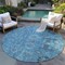 Homeroots 8' Sky Blue And Gray Round Oriental Washable Indoor Outdoor Area Rug 582064 - alternate 5